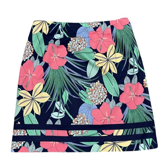 Talbots Cotton Canvas A-Line Hibiscus Skirt Size 2 - Picture 6 of 8
